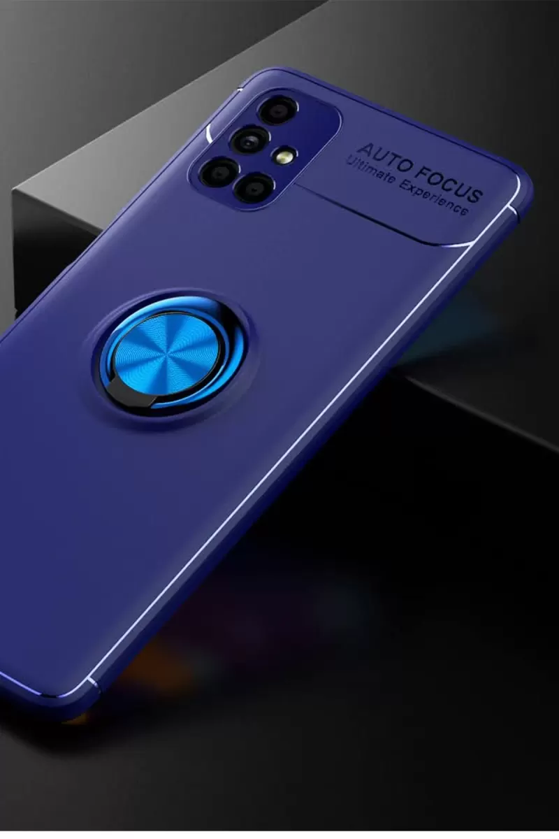 Newface Samsung Galaxy M51 Kılıf Range Yüzüklü Silikon - Mavi