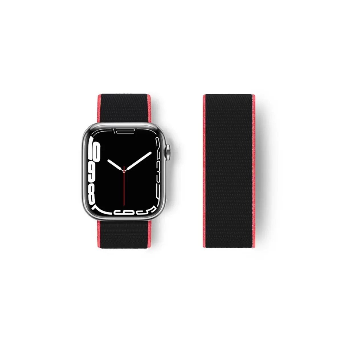 Newface Apple Watch 38mm Hasırlı Cırtcırtlı Kordon - Pembe-Siyah