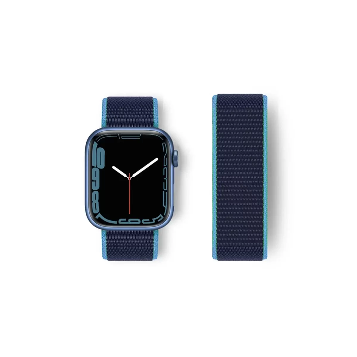 Newface Apple Watch 38mm Hasırlı Cırtcırtlı Kordon - Mavi-Lacivert