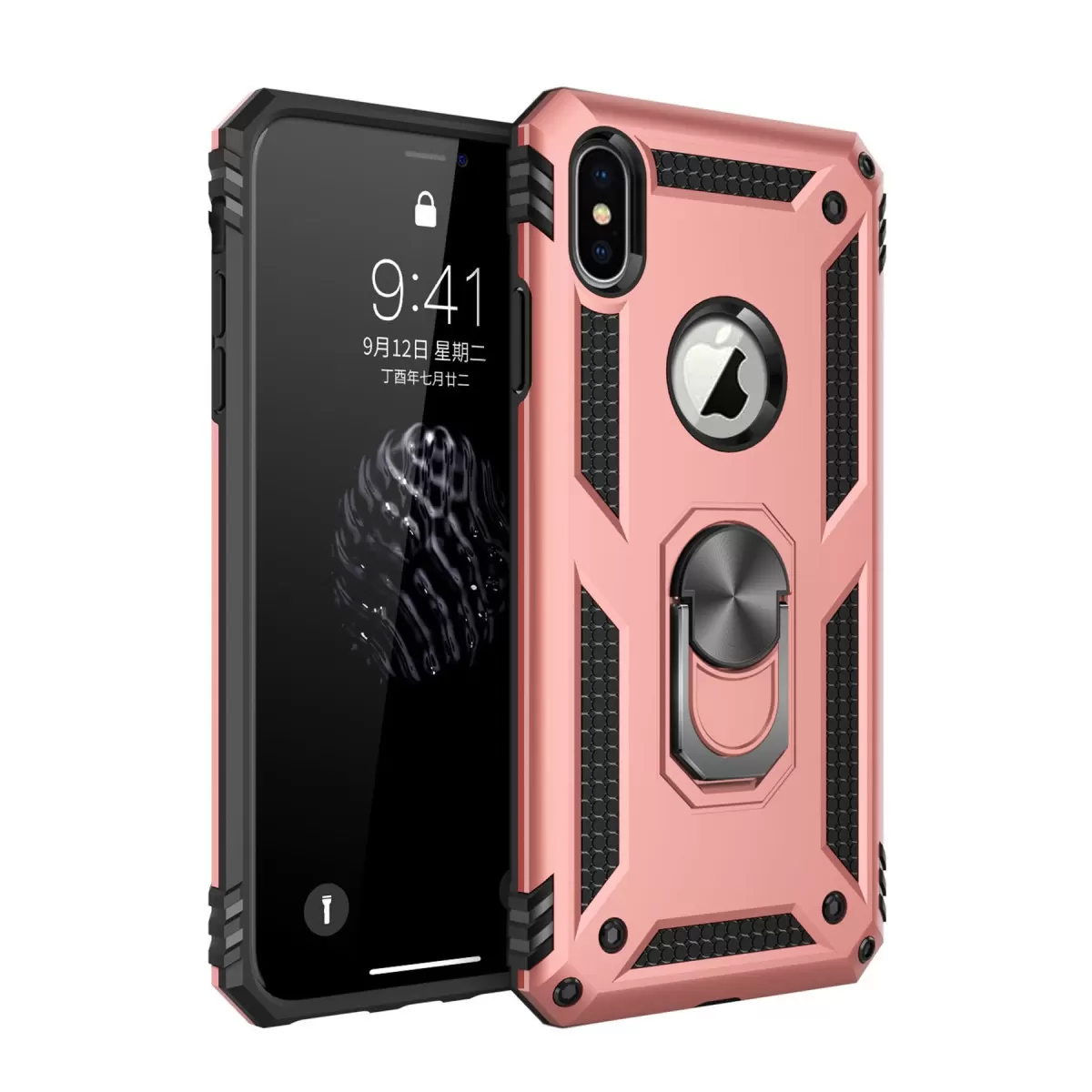 Newface Apple iPhone XS Max Kılıf Sofya Yüzüklü Silikon Kapak - Rose