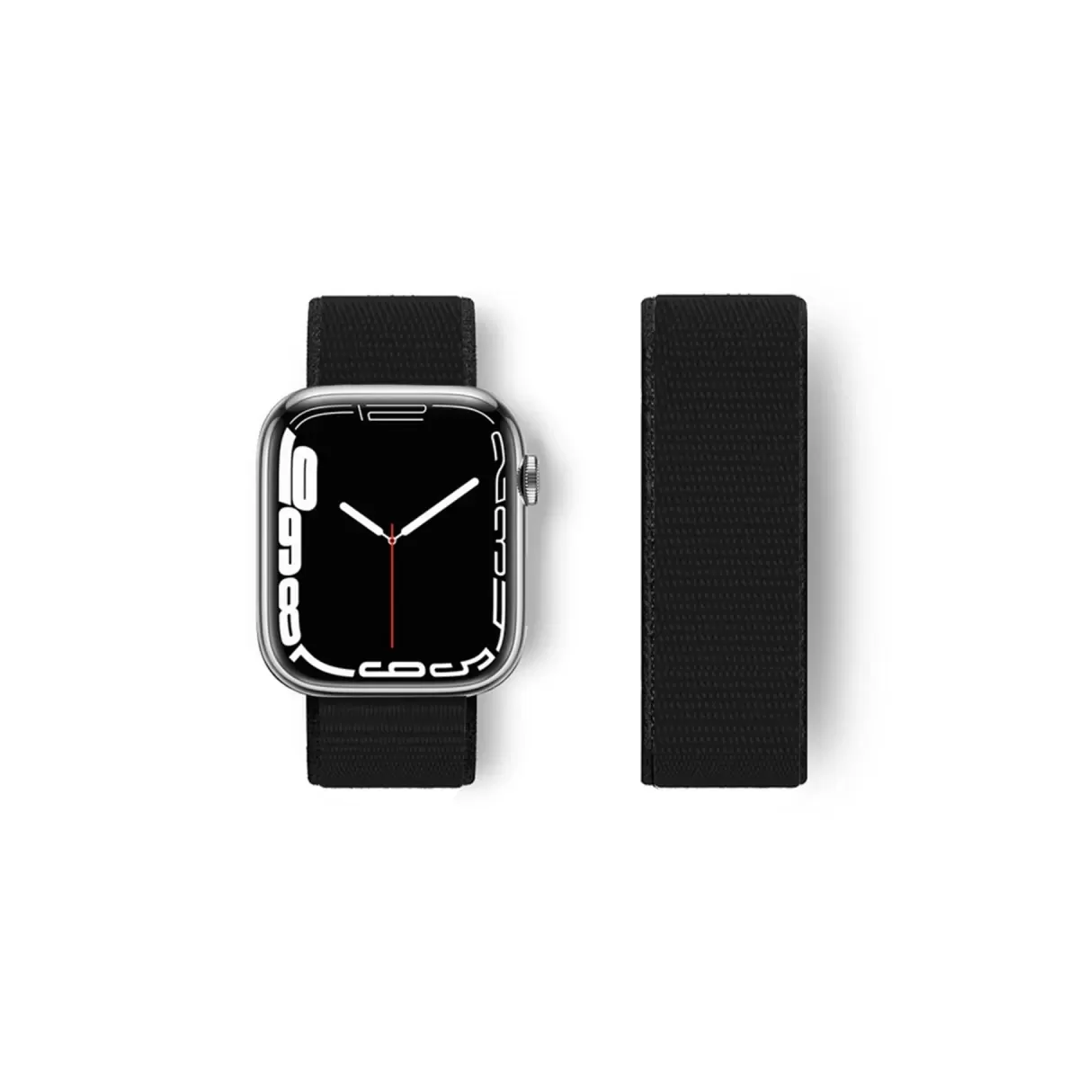 Newface Apple Watch 38mm Hasırlı Cırtcırtlı Kordon - Siyah