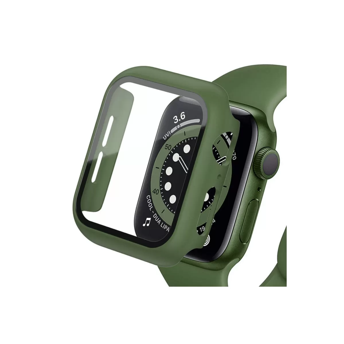Newface Apple Watch Ultra 49mm Camlı Kasa Ekran Koruyucu - Koyu Yeşil