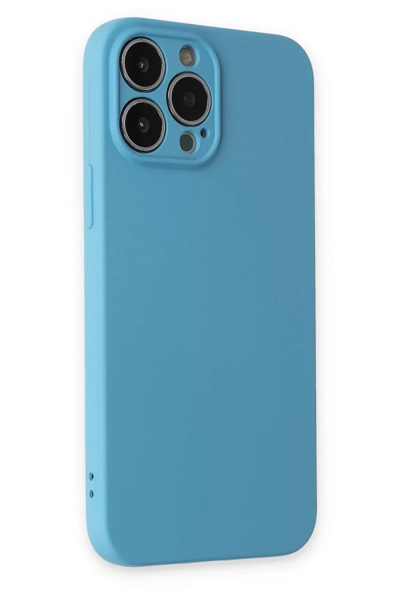 Newface Apple iPhone 13 Pro Kılıf Nano içi Kadife Silikon - Mavi