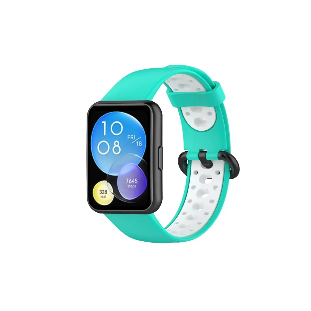 Newface Huawei Watch Fit 2 Spor Delikli Kordon - Turkuaz-Beyaz