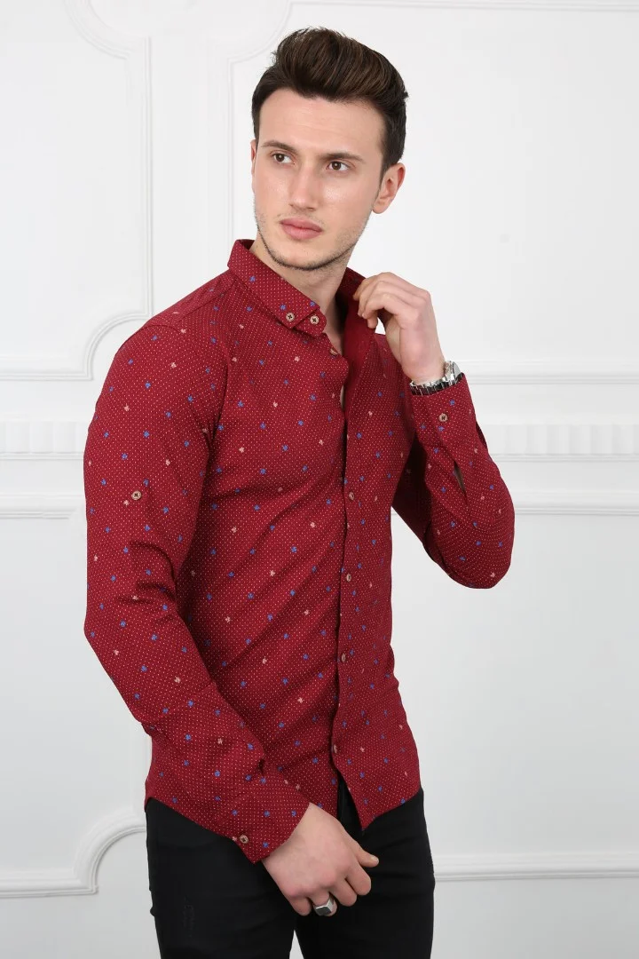 Erkek Günlük Nokta Desenli Gömlek