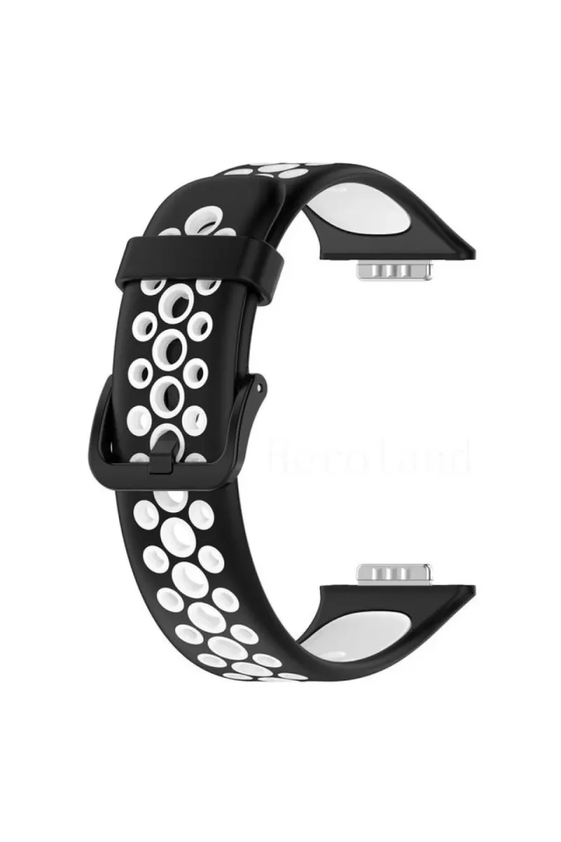 Newface Huawei Watch Fit 2 Spor Delikli Kordon - Siyah-Beyaz