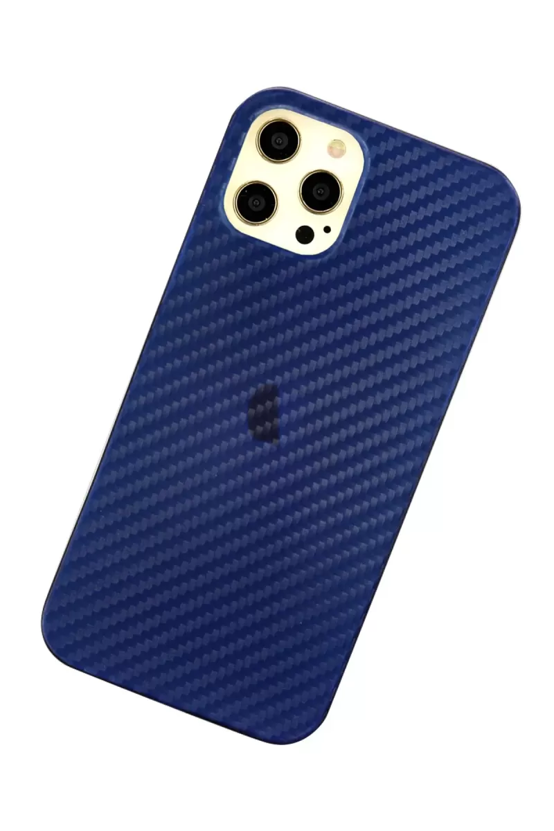 Newface Apple iPhone 12 Pro Max Kılıf Karbon PP Silikon - Mavi