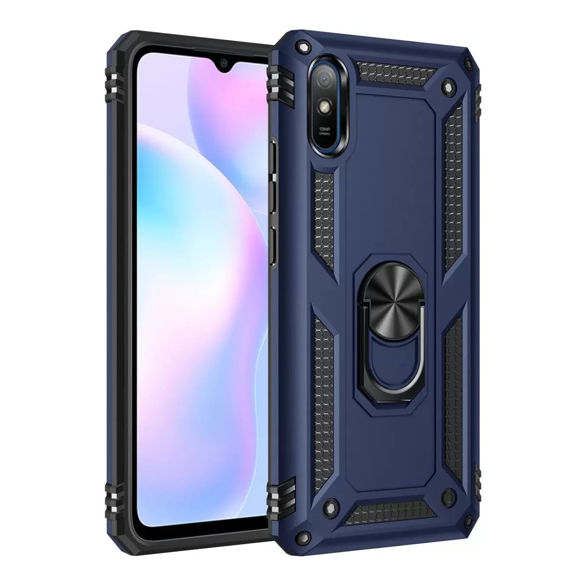 Newface Xiaomi Redmi 9A Kılıf Sofya Yüzüklü Silikon Kapak - Lacivert