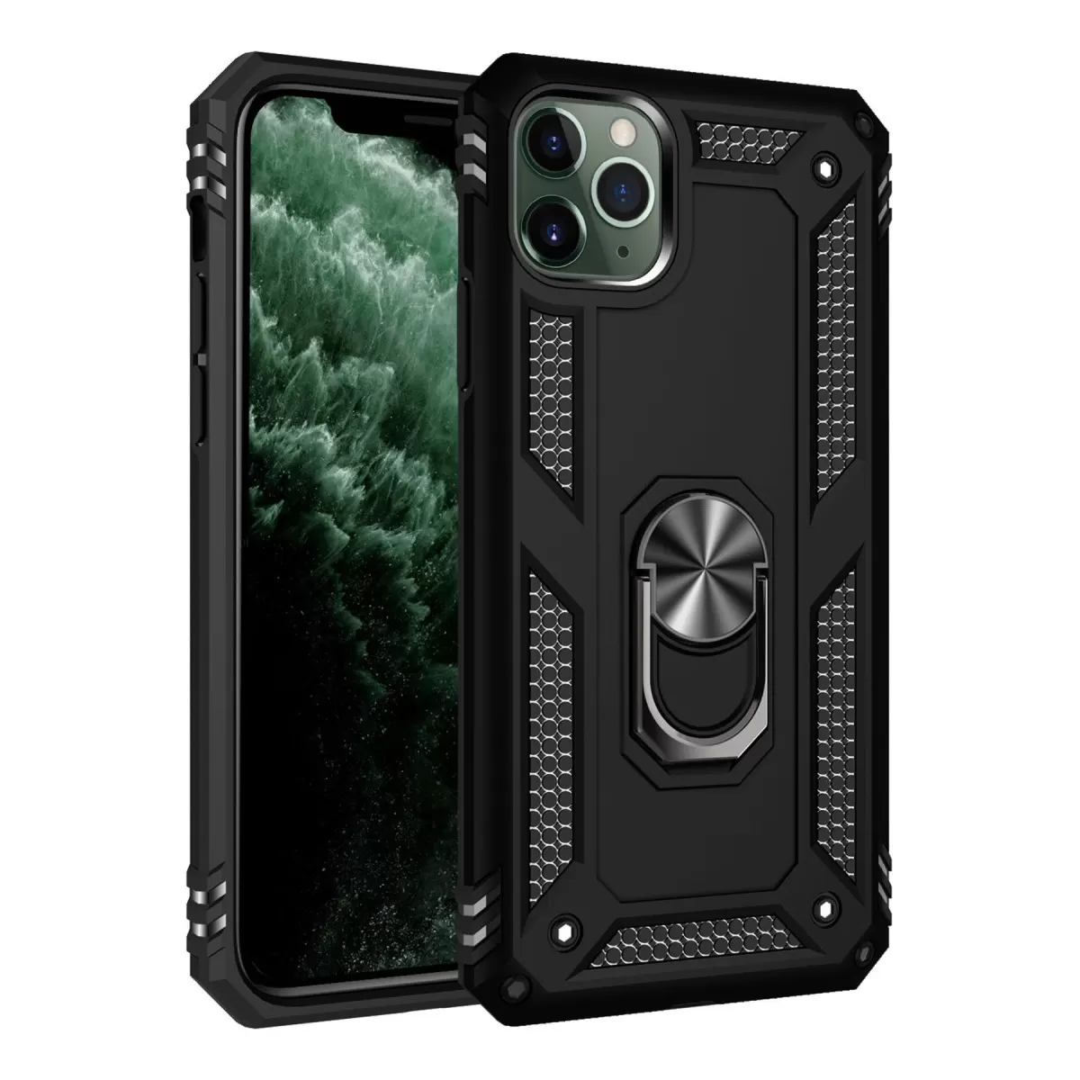 Newface Apple iPhone 11 Pro Kılıf Sofya Yüzüklü Silikon Kapak - Siyah