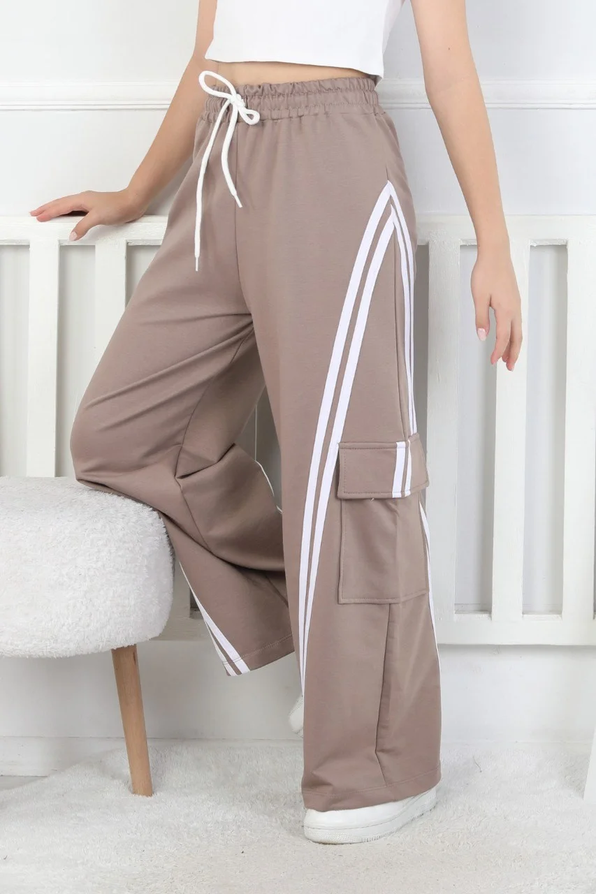 Kargo Cepli Bol Paça Kız Çocuk Eşofman Altı