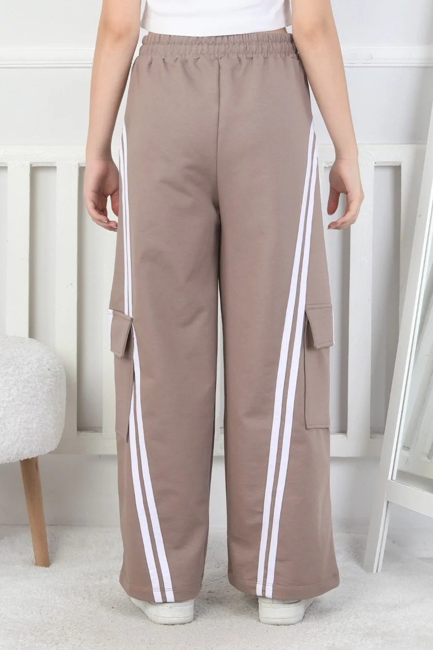 Kargo Cepli Bol Paça Kız Çocuk Eşofman Altı