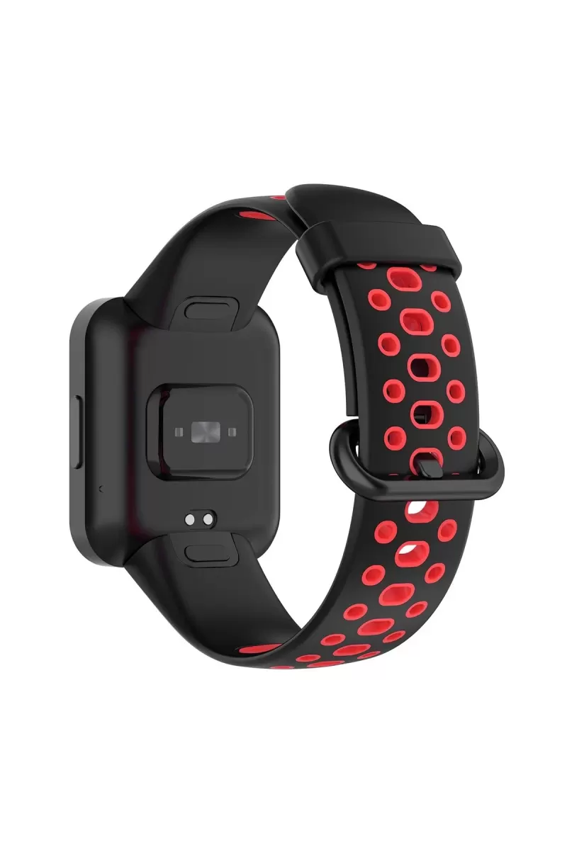 Newface Xiaomi Redmi Watch 2 Spor Delikli Kordon - Siyah-Kırmızı