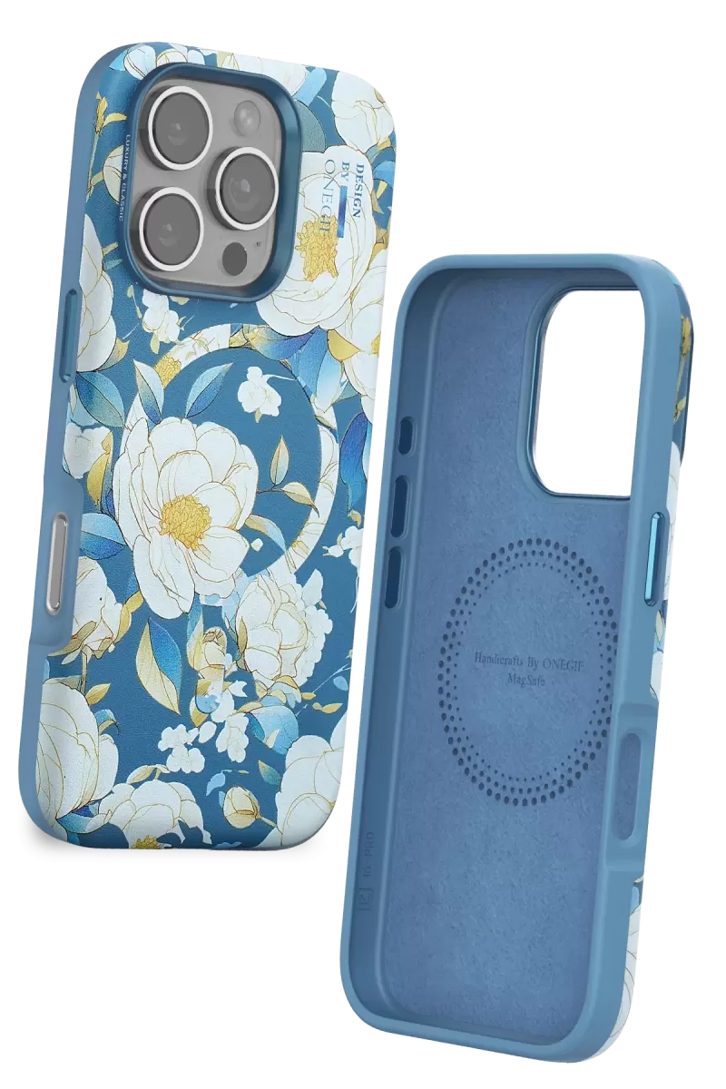 Onegif Apple iPhone 16 Pro Max Flower Series Magsafe Kapak - Mavi
