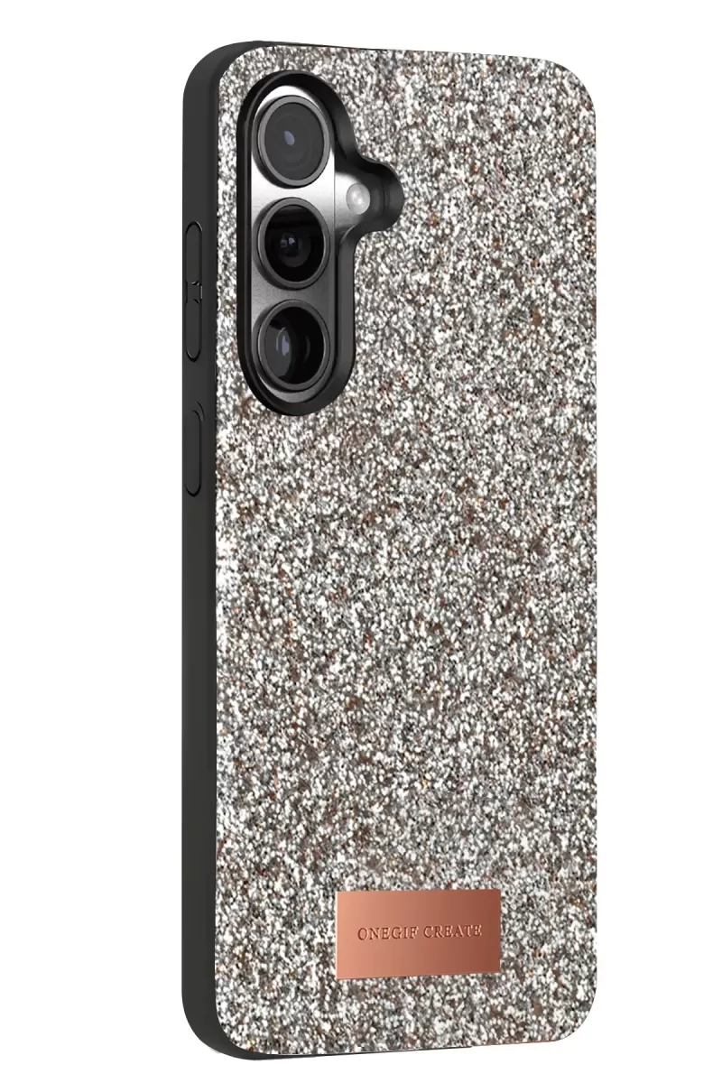 Onegif Samsung Galaxy S24 FE Bright Simli Kapak - Gümüş