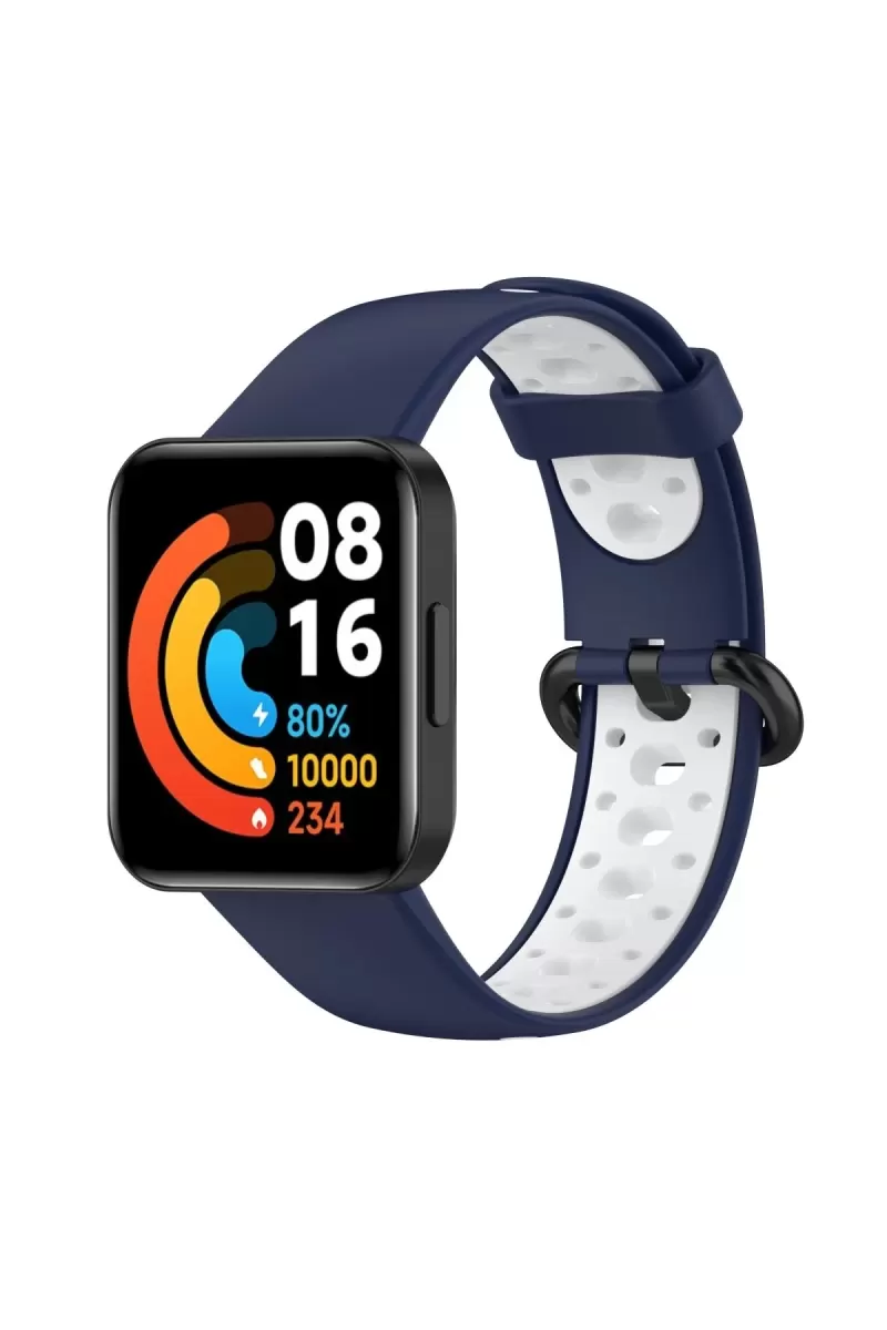Newface Xiaomi Redmi Watch 2 Spor Delikli Kordon - Lacivert-Beyaz