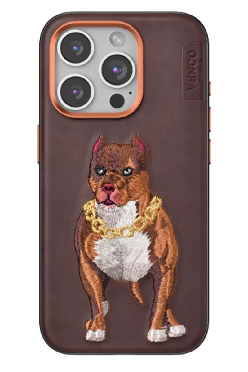 Venco Apple iPhone 15 Pro Perma Desenli Kapak - Kahverengi