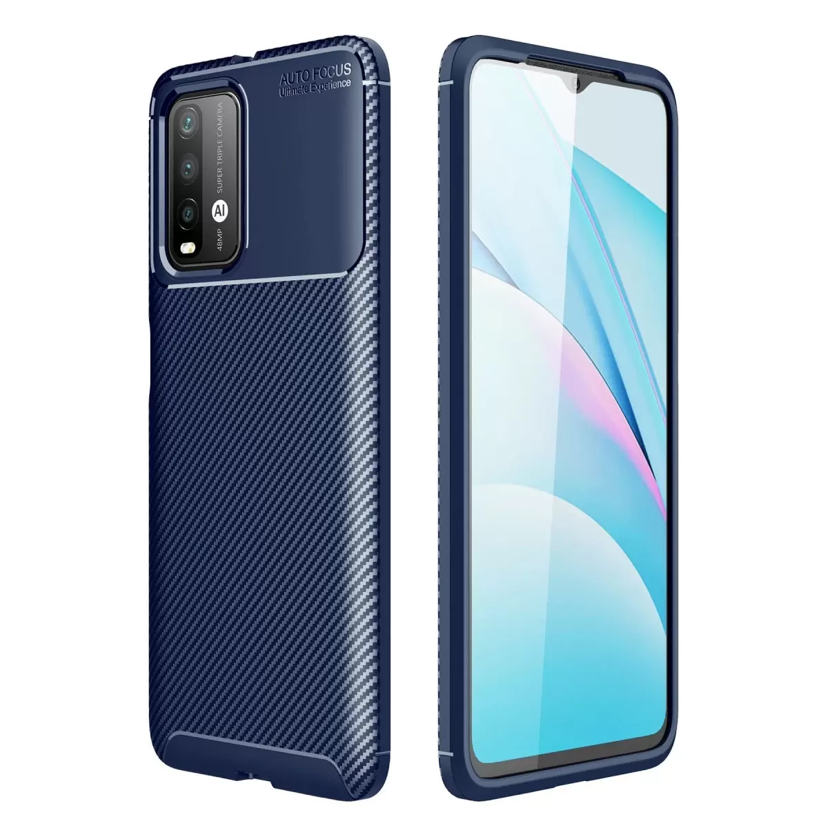 Newface Xiaomi Redmi 9T Kılıf Auto Focus Karbon Kapak - Lacivert