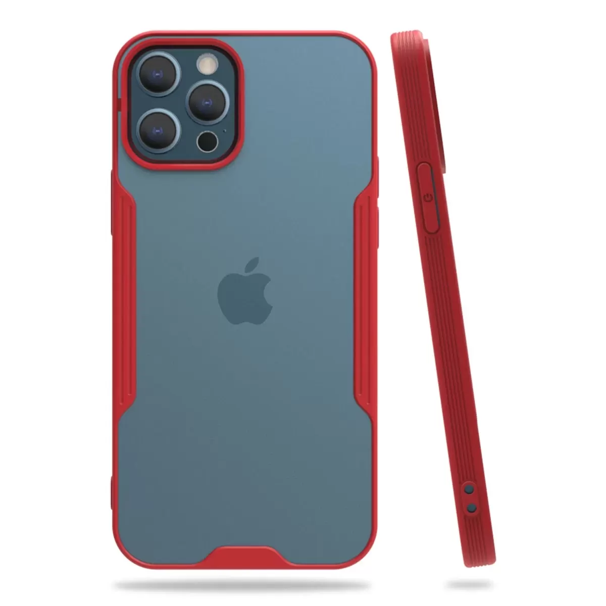 Newface Apple iPhone 12 Pro Max Kılıf Platin Silikon - Kırmızı