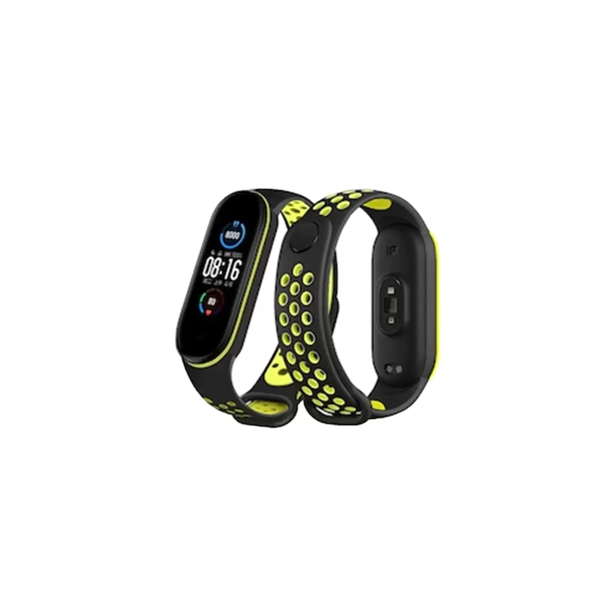 Newface Xiaomi Mi Band 7 Spor Delikli Kordon - Siyah-Yeşil