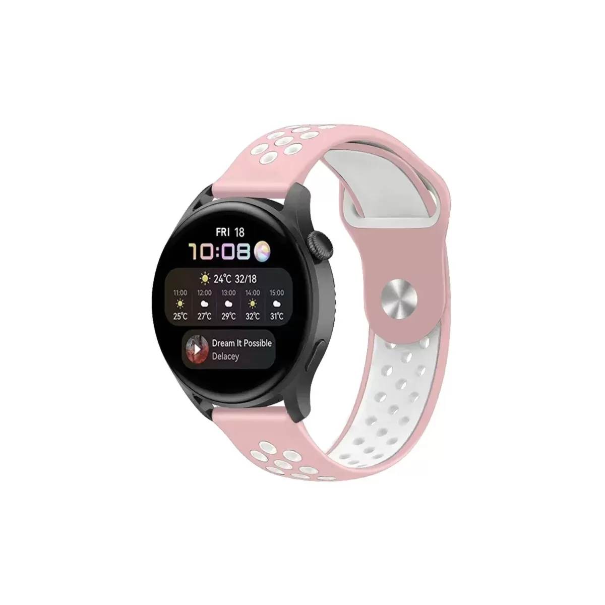 Newface Watch 22mm Spor Delikli Kordon - Pembe-Beyaz