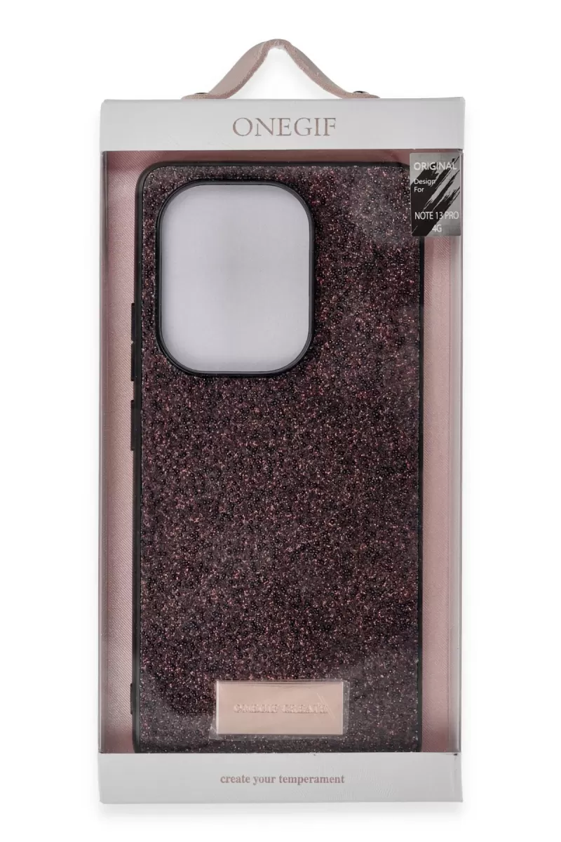 Onegif Xiaomi Redmi Note 13 Pro 4G Bright Simli Kapak - Gold