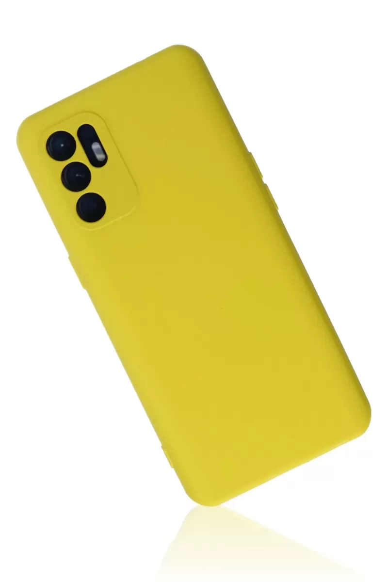 Newface Oppo Reno 6 Kılıf Nano içi Kadife Silikon - Sarı1