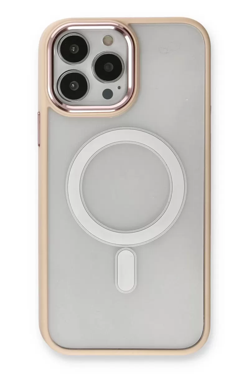 Newface Apple iPhone 13 Pro Kılıf Room Magneticsafe Silikon - Pudra