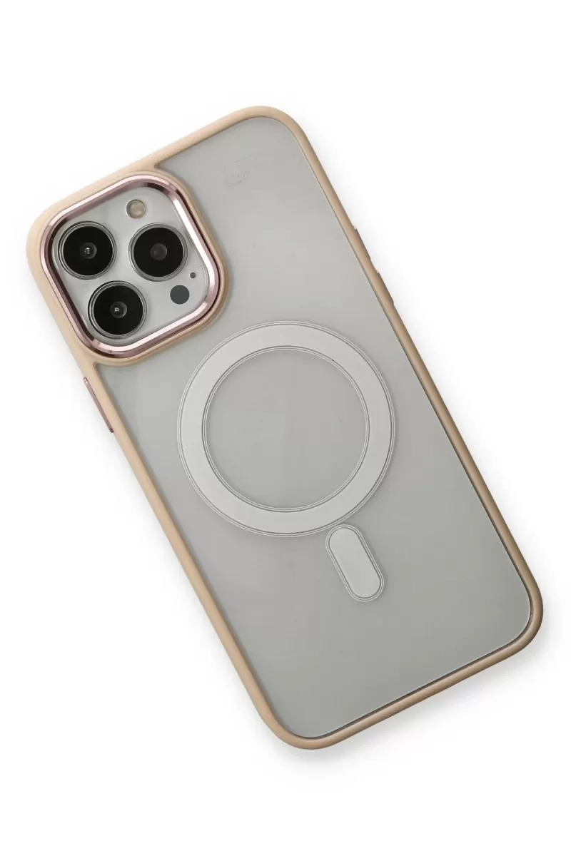 Newface Apple iPhone 13 Pro Kılıf Room Magneticsafe Silikon - Pudra