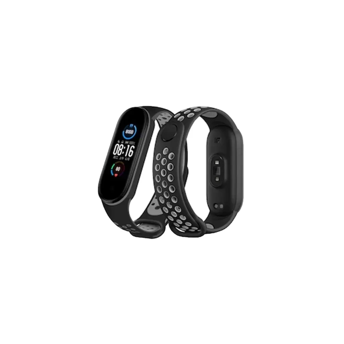 Newface Xiaomi Mi Band 6 Spor Delikli Kordon - Siyah-Gri