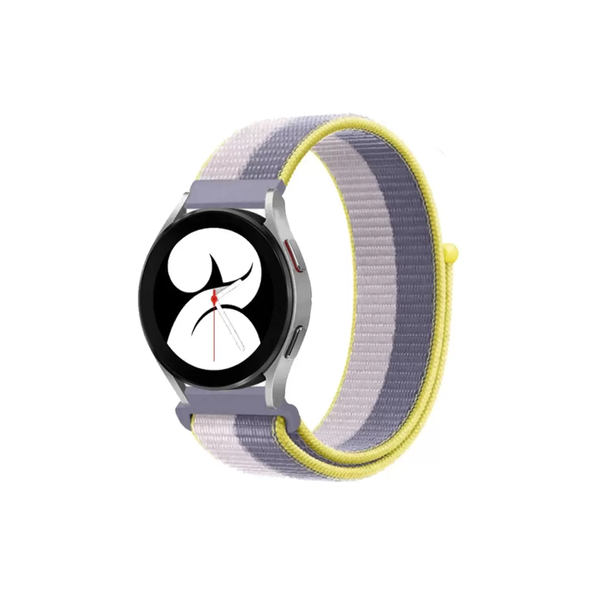 Newface Samsung Galaxy Watch 4 Hasırlı Cırtcırtlı Kordon - Gri-Beyaz