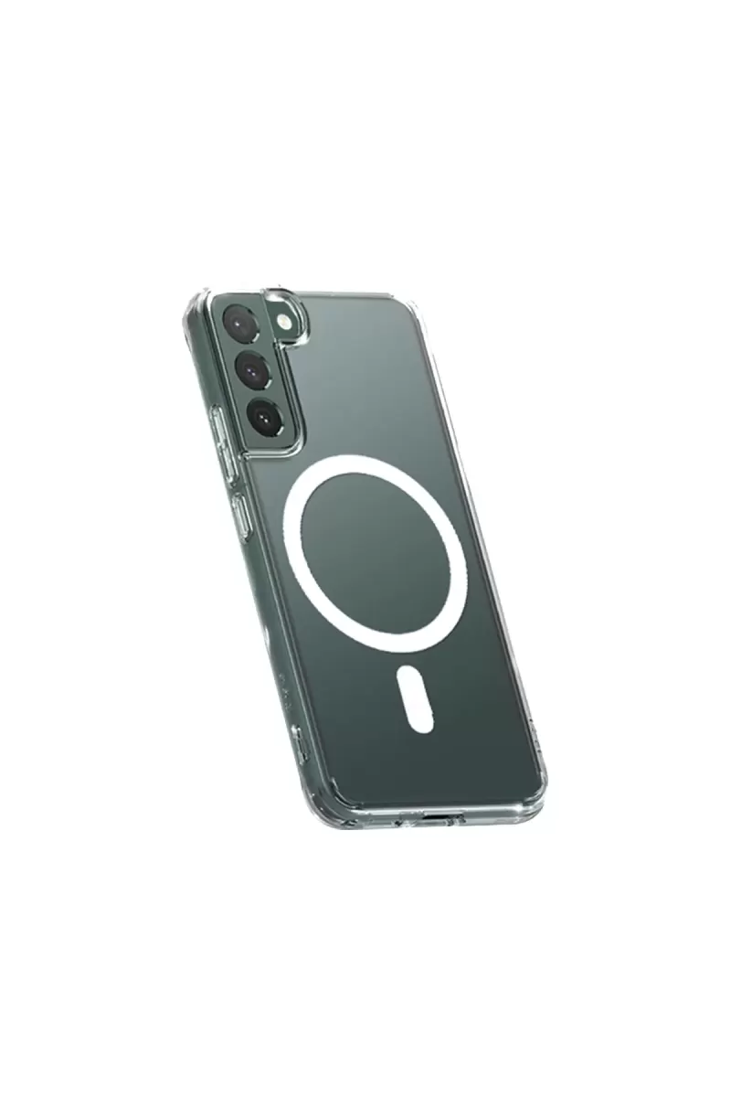 Newface Samsung Galaxy S22 Kılıf Magneticsafe Şeffaf Silikon - Şeffaf