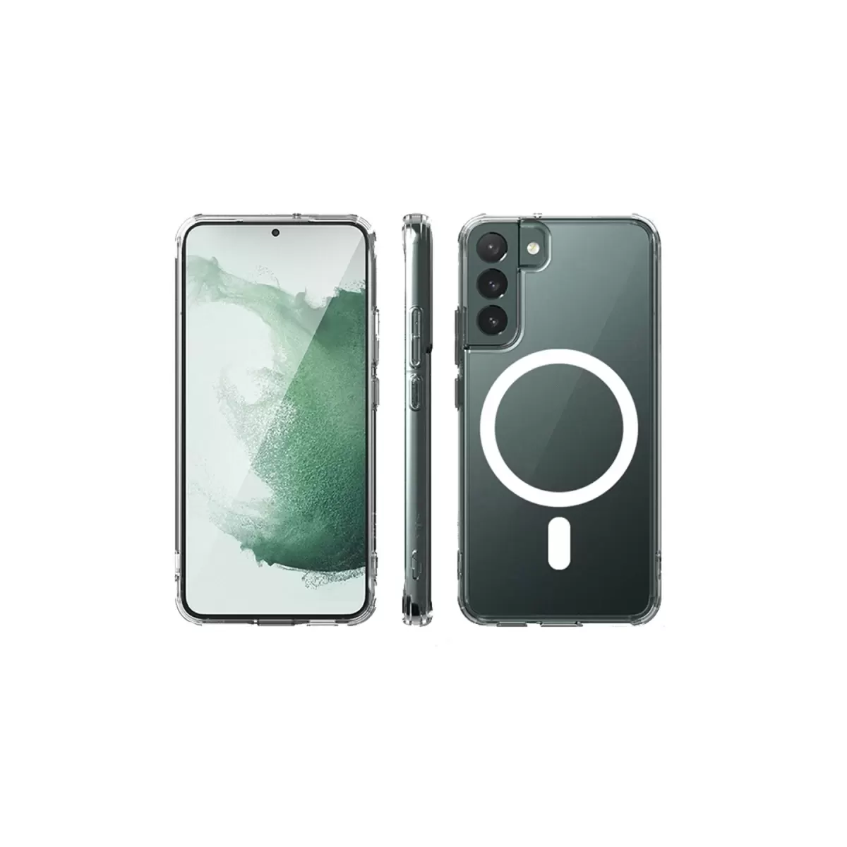 Newface Samsung Galaxy S22 Kılıf Magneticsafe Şeffaf Silikon - Şeffaf