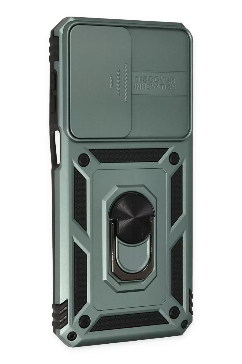 Newface Samsung Galaxy M33 Kılıf Pars Lens Yüzüklü Silikon - Yeşil