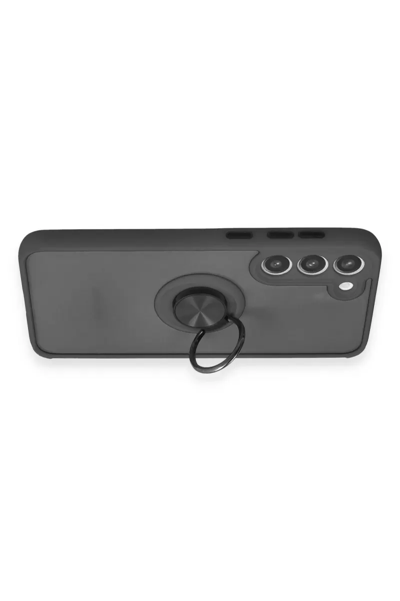 Newface Samsung Galaxy S23 Plus Kılıf Montreal Yüzüklü Silikon Kapak - Siyah