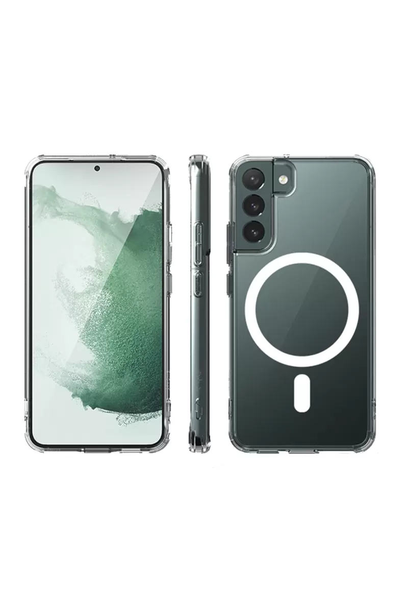 Newface Samsung Galaxy S22 Plus Kılıf Magneticsafe Şeffaf Silikon - Şeffaf