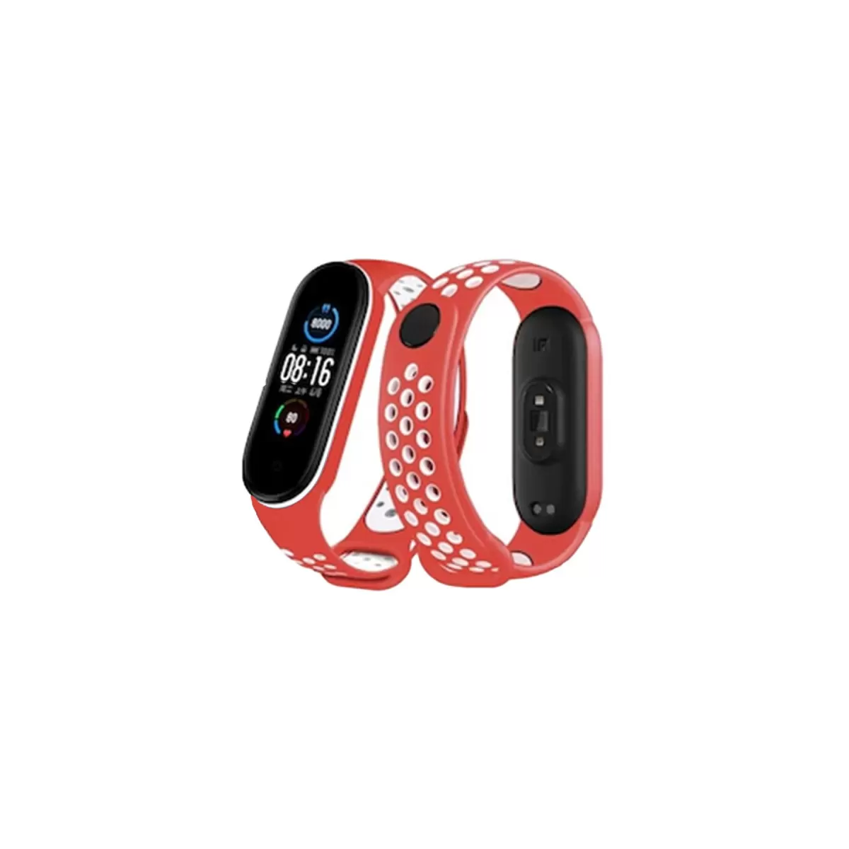 Newface Xiaomi Mi Band 6 Spor Delikli Kordon - Kırmızı-Beyaz