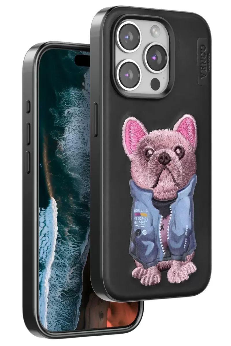 Venco Apple iPhone 15 Pro Cute Desenli Kapak - Siyah