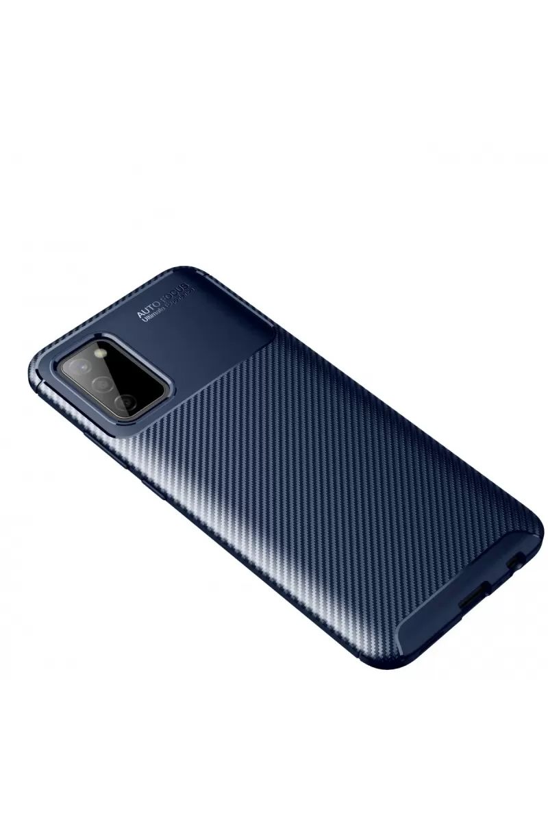 Newface Samsung Galaxy A02S Kılıf Auto Focus Karbon Kapak - Lacivert