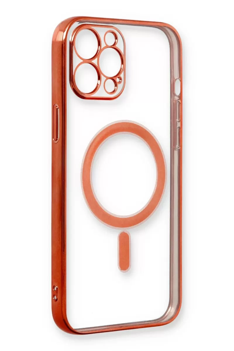 Newface Apple iPhone 12 Pro Kılıf Magneticsafe Lazer Silikon - Kırmızı