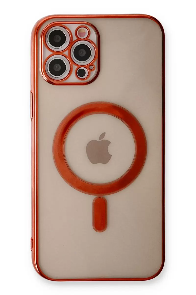 Newface Apple iPhone 12 Pro Kılıf Magneticsafe Lazer Silikon - Kırmızı