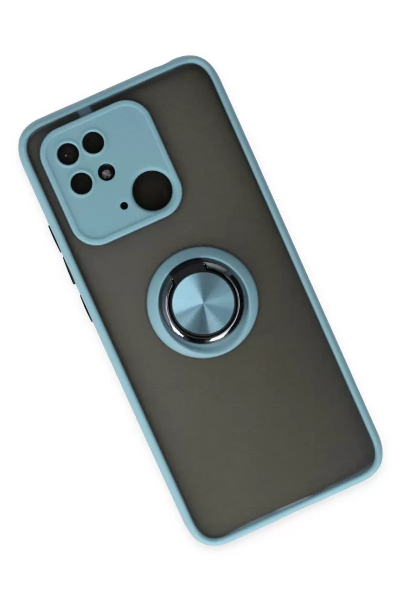 Newface Xiaomi Redmi 10C Kılıf Montreal Yüzüklü Silikon Kapak - Buz Mavi