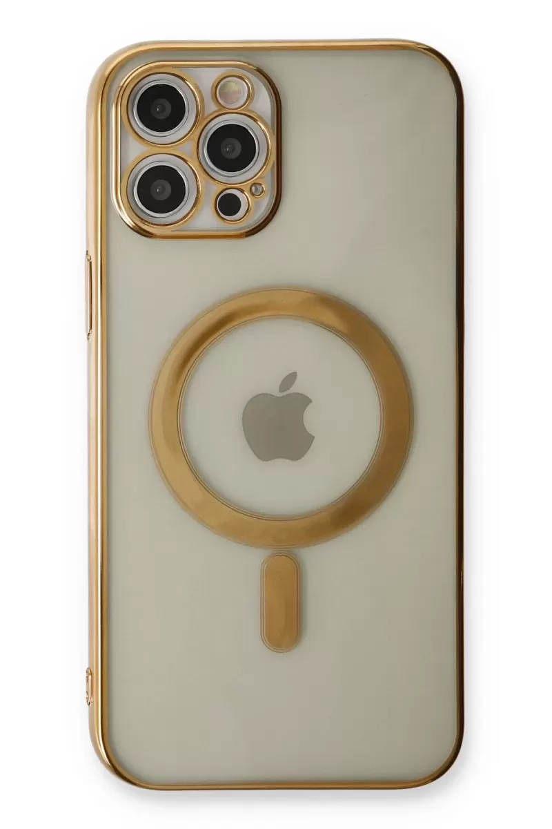 Newface Apple iPhone 12 Pro Kılıf Magneticsafe Lazer Silikon - Gold