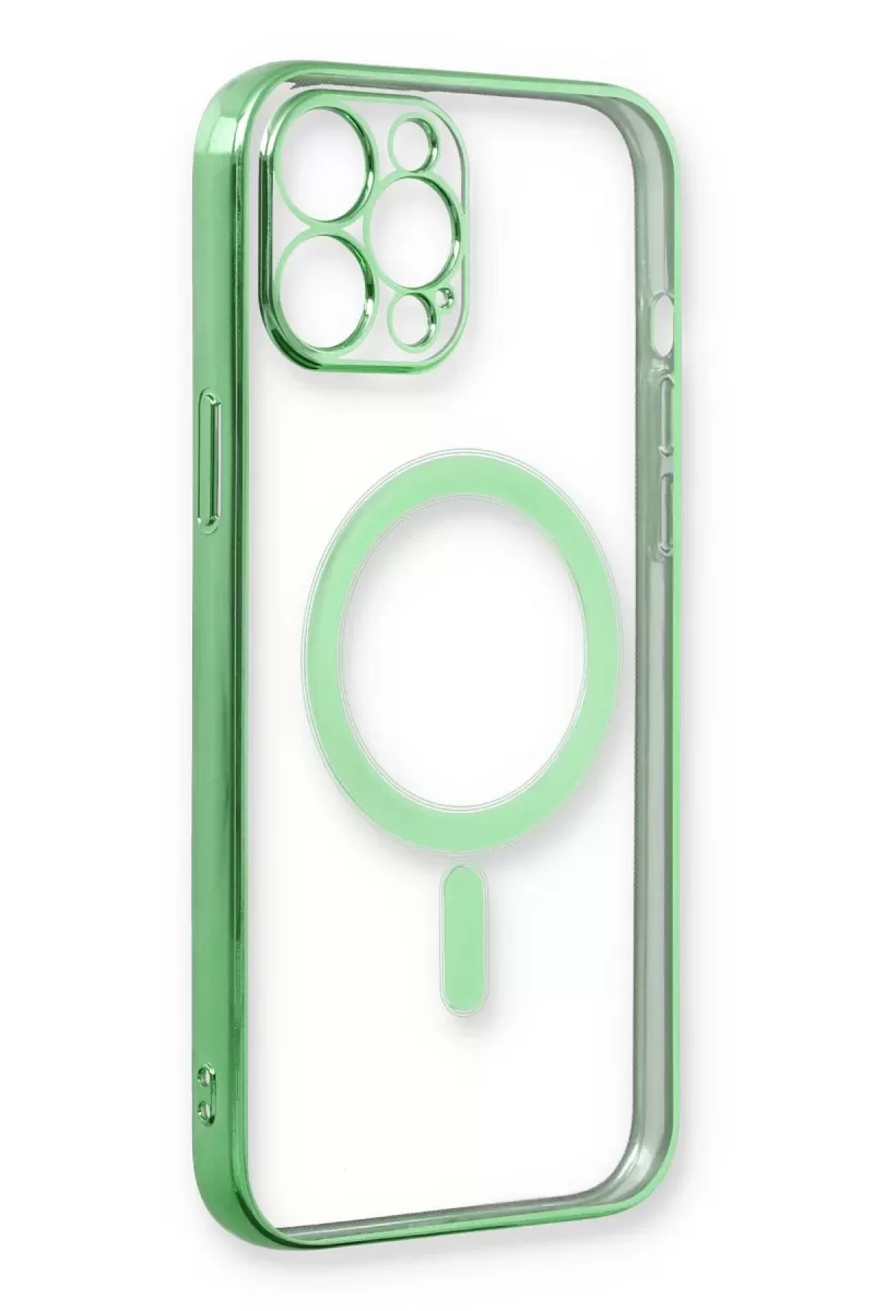 Newface Apple iPhone 12 Pro Kılıf Magneticsafe Lazer Silikon - Haki Yeşil