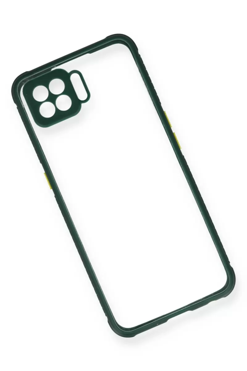 Newface Oppo Reno 4 Lite Kılıf Miami Şeffaf Silikon - Koyu Yeşil