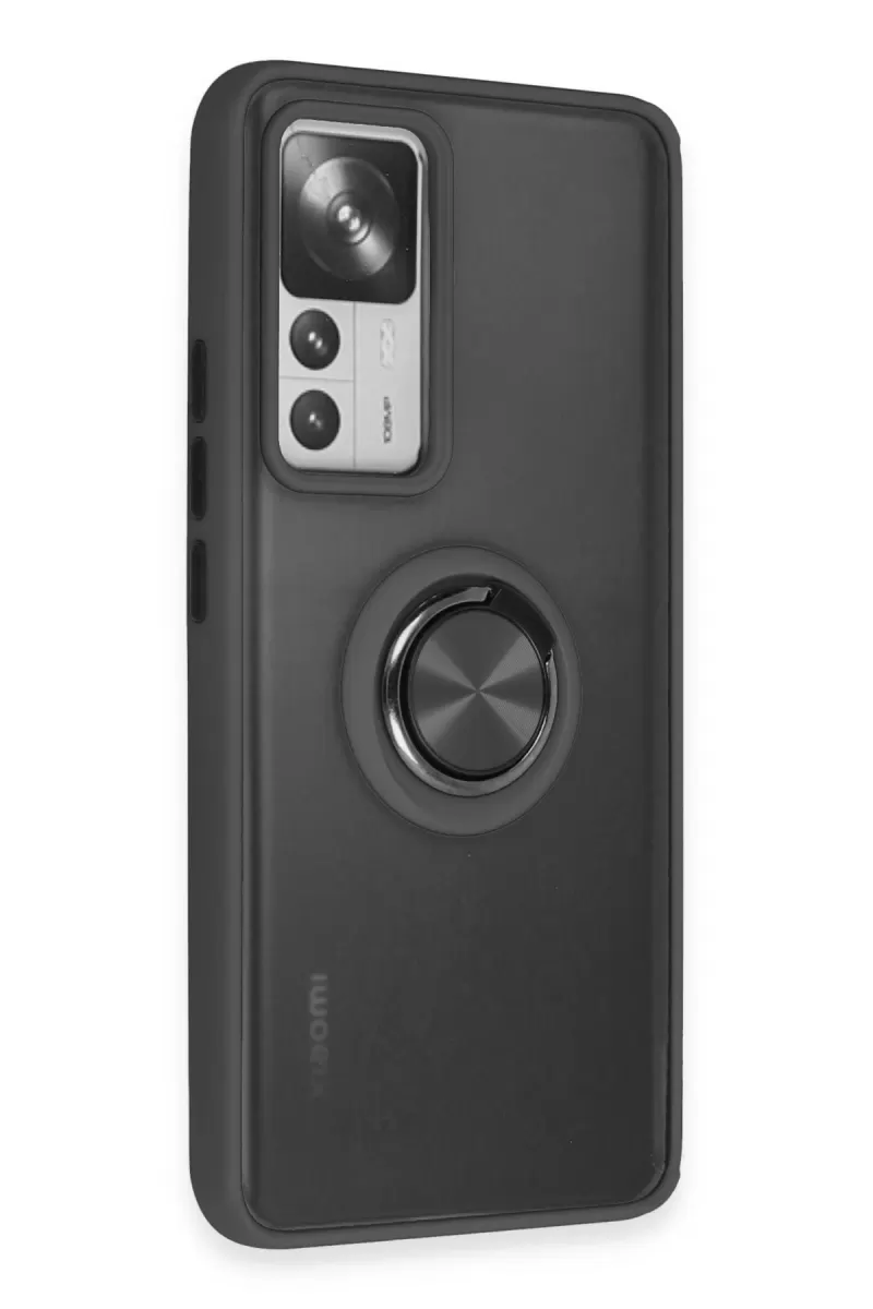 Newface Xiaomi Mi 12T Pro Kılıf Montreal Yüzüklü Silikon Kapak - Siyah