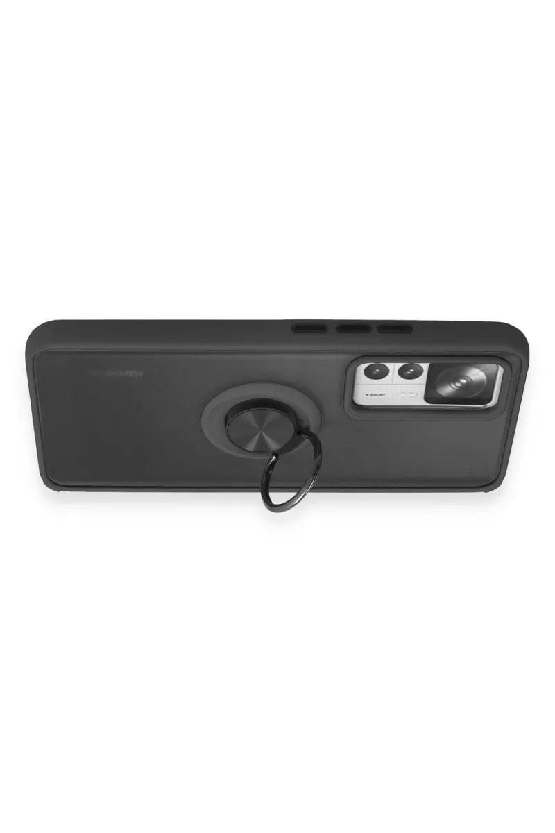 Newface Xiaomi Mi 12T Pro Kılıf Montreal Yüzüklü Silikon Kapak - Siyah