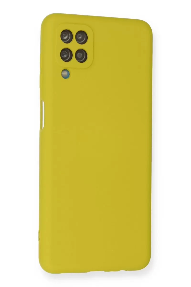 Newface Samsung Galaxy A12 Kılıf Nano içi Kadife Silikon - Sarı