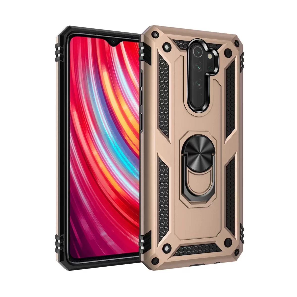 Newface Xiaomi Redmi Note 8 Pro Kılıf Sofya Yüzüklü Silikon Kapak - Gold