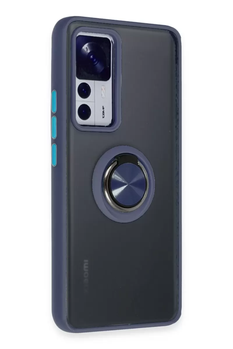Newface Xiaomi Mi 12T Pro Kılıf Montreal Yüzüklü Silikon Kapak - Lacivert