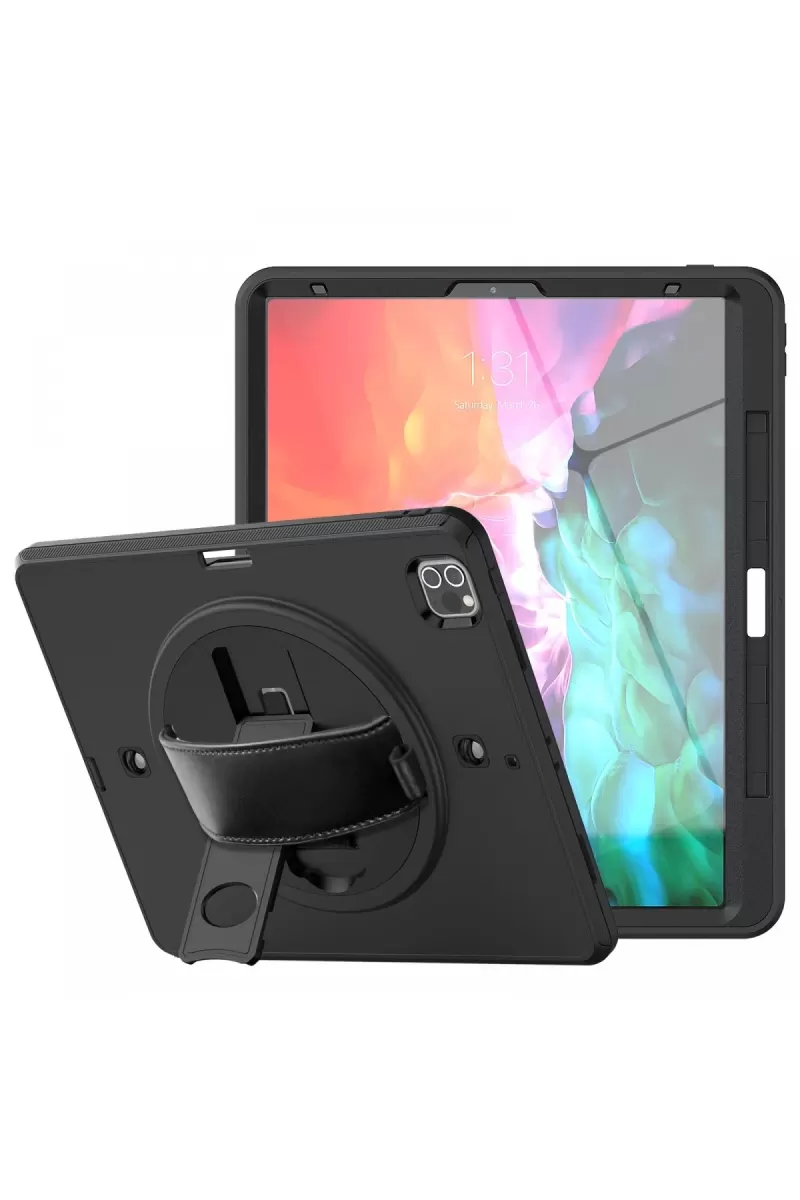 Newface Apple iPad Pro 12.9 (2021) Kılıf Strap-C Otterbox Tablet Kapak - Siyah